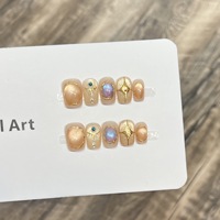 Faux ongles press-on œil de chat amande faits à la main en gros, style œil de chat qualité salon, marque privée en vrac