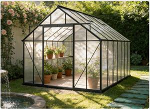 Serres de jardin gothiques à arche, super résistantes au vent, en verre trempé, serres extérieures en aluminium pour jardin et cour arrière - Product Image 3