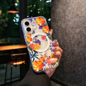 เคสแม่เหล็กรูปใบไม้ดอกไม้ใสมากสำหรับ <span class=keywords><strong>iPhone</strong></span> 17 16E 16 15 14 PLUS 13 <span class=keywords><strong>12</strong></span> <span class=keywords><strong>PRO</strong></span> MAX ฝาครอบใสกันกระแทกแบบไร้สาย - Product Image 5