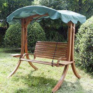 Jardín al aire libre de madera adultos <span class=keywords><strong>2</strong></span> y 3 y 4 asiento sillas con armas y tela dosel Swing cojín silla - Product Image 1