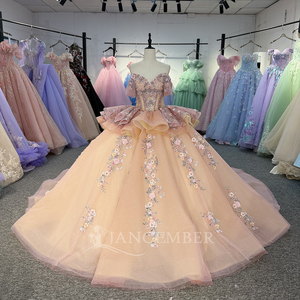 Robe de bal de Quinceañera pour filles, avec appliques de perles de couleur bonbon, taille naturelle, cristal, pour 1361 - Product Image 1