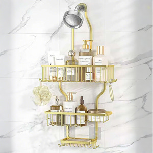 Estante de ducha para baño de 60x70 cm, 3 niveles, esquinero, de aluminio, para montar en la pared, para champú y artículos de aseo. - Product Image 2
