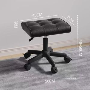 Adjustable Rolling <b>Footrest</b> Leather Upholstered Stool Height Adjustable Ottoman for Home Office Salon - Product Image 1