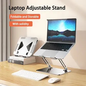 Peninggi laptop lipat portabel, pendukung meja notebook baja karbon tinggi dapat disesuaikan untuk macbook