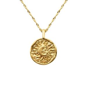 Collares de Plata de Ley <span class=keywords><strong>925</strong></span> en Oferta, Collares con Colgante Redondo de Sol y Luna, Collares de Clavícula para Mujeres y Niñas - Product Image 1