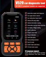 V520 OBD ELM327 Instrumento de diagnóstico automotriz Lector de código de energía eléctrica para automóviles Nueva versión de software Diagnóstico de fallas del motor