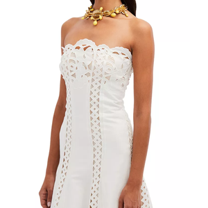 Clothes Wholesale Factory Custom Summer Women Fashion Loose Printed Strapless Floral Cutout Casual Long Elegant <strong>Dresses</strong> - Product Image 3