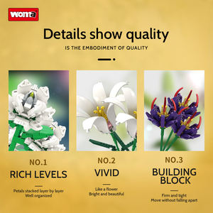 Bouquet di Fiori in Mattoncini 12 in 1 Set di Costruzioni per Bambini Fai da Te Mini Blocchi Floreali Set di Costruzioni Giocattoli in Mattoncini per Bambina - Product Image 3