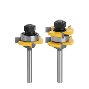 2 pièces, fraises à rainurer et à languettes de 1/4 po, stock de 3/4 po, 3 dents, <span class=keywords><strong>fraise</strong></span> à tenon en forme de T pour le bois, outils de travail du bois MC01018 - Product Image 1