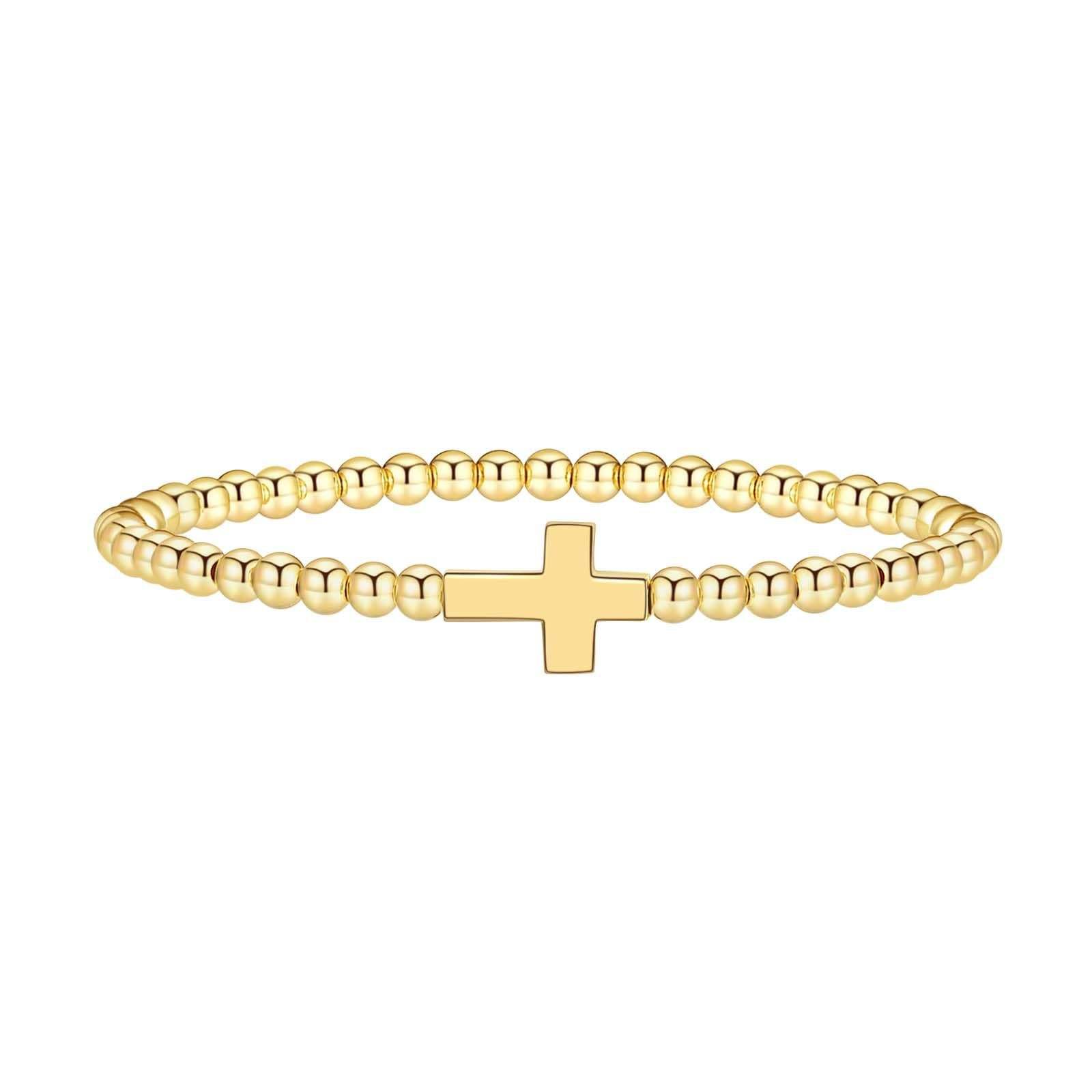 4mm Copper Bead Cross (Gold)