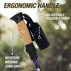 Bastón ultraligero para senderismo, bastones de trekking plegables telescópicos de aleación de aluminio 7075 para mujeres y hombres - Product Image 2