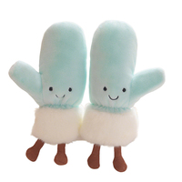 Gants en peluche motif visage souriant de dessin animé, crème glacée, chauds pour l'hiver, doux et moelleux, jouets en peluche en gros, en stock