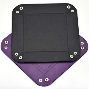 FACCUB Vassoio Portadadi Pieghevole in Pelle PU Intagliato a Mano, Organizzatore da Scrivania DND con Funzione di Contenitore per Monete/Chiavi - Product Image 2