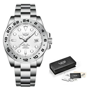 Montre à quartz pour homme avec bracelet en acier inoxydable, étanche 3 ATM, bracelet sport de luxe, calendrier, lumineuse, multifonctionnelle, montre de business - Product Image 1