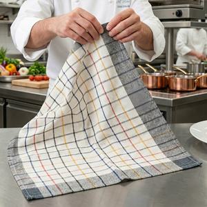 Checkered Woven Cotton Kitchen Towel <b>Absorbent</b> Low Lint Soft Durable for Dish Drying Cleaning Home Restaurant OEM Custom - Product Image 3