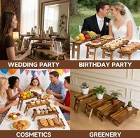 Ensemble de présentoirs à dessert pliables en bois d'acacia, plateau de service à étages pour buffet, support à cupcakes pour la décoration de fêtes et de traiteurs, 4 tailles