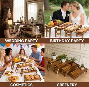 Ensemble de présentoirs à dessert pliables en bois d'acacia, <span class=keywords><strong>plateau</strong></span> de service à étages <span class=keywords><strong>pour</strong></span> buffet, support à cupcakes <span class=keywords><strong>pour</strong></span> la décoration de fêtes et de traiteurs, 4 tailles - Product Image 5