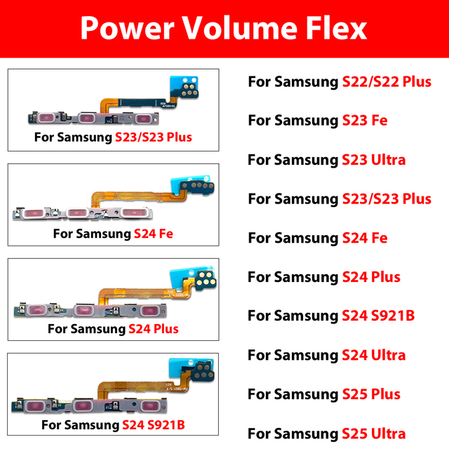 Volume Power Button Flex Cable for Samsung Galaxy S22 S23 S24 S24 S25 Plus Ultra Side Key Replacement Phone Repair Spare Parts