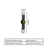 Applique murale moderne en marbre avec double globe en verre, luminaire mural de luxe en pierre pour chambre, couloir, hôtel