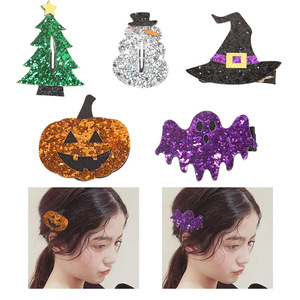 Nuovo Halloween natale accessori per capelli per ragazze pipistrello di zucca cappello magico albero di natale pupazzo di neve cappello BB Glitter festa fermaglio per capelli - Product Image 2