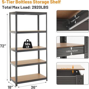 5-stöckiges Metallregal mit Korrosionsschutz für Garage und Lager - Product Image 3