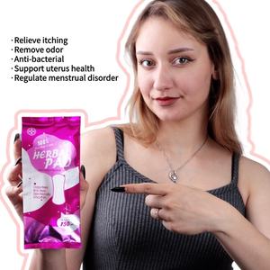 Prof.Ding OEM per il controllo degli odori a base di erbe 10 cuscinetti/borsa Max strato erbaceo assorbente per pulizia della Vagina in cotone - Product Image 1