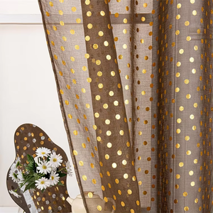 Fenêtre imprimée à pois métalliques en feuille d'or Rideaux transparents pour chambre à coucher et <span class=keywords><strong>salon</strong></span> - Product Image 4