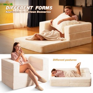 Sofá Puff <span class=keywords><strong>Plegable</strong></span> 3 en 1 para Sala de Estar, Dormitorio u Oficina, Silla de una Plaza, Cómodo, de Tela y Espuma, con Almohada - Product Image 1