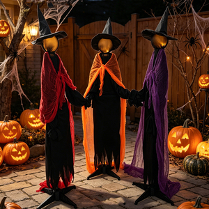 Set di Halloween Best Seller: <span class=keywords><strong>3</strong></span> <span class=keywords><strong>Streghe</strong></span> che si Tengono per Mano, Fantasmi Luminosi, Decorazioni Spaventose per Feste in Giardino - Product Image 1