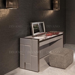 Muebles de Dormitorio, Juego de Cómodas de Lujo con Almacenamiento, Tocador con Espejo LED de Cuero, Mesas de Maquillaje - Product Image 4