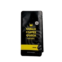 OEM personnalisé vente en gros 12 oz noir mat PET fond plat café et thé sac d'emballage avec fermeture éclair joint pour usage alimentaire