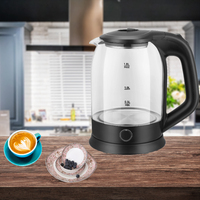 Petit appareil de cuisine sans fil à prix de gros bon marché Mise hors tension automatique Bouilloire à thé électrique en verre à haute teneur en borosilicate domestique