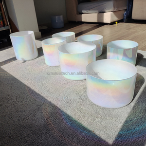 Ensemble de bols sonores en cristal de quartz blanc nacré, lot de 7 bols chantants à accord parfait, instruments de guérison sonore, thérapie sonore - Product Image 3