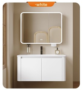 <span class=keywords><strong>Meuble</strong></span> de salle de bain épaissi et peu encombrant, couleur crème, lavabo à coins arrondis, <span class=keywords><strong>meuble</strong></span> simple pour lavage du visage et des mains - Product Image 6