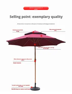 <span class=keywords><strong>Parasol</strong></span> de jardin extérieur grand format 2,5 m avec mât central à manivelle, design moderne en polyester <span class=keywords><strong>pour</strong></span> cour et plage - Product Image 3