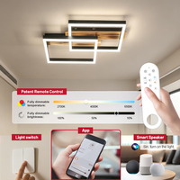 Plafonnier LED carré de haute qualité à 2 anneaux avec télécommande, température de couleur réglable, pour chambre à coucher