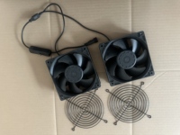 Ventilateur étanche 12038 12V DC double ventilateur 2 en 1, ventilateur de ventilation avec connecteur DC5521, alimenté par énergie solaire, pour abri de jardin et poulailler