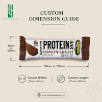 Emballage personnalisé pour barres énergétiques, sachet en Mylar pour collations nutritives, emballage pour barres protéinées sans gluten, faible MOQ 500 ensembles