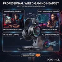 Headset Gaming Kabel USB RGB Stereo 3D HD Mikrofon OEM ODM Peredam Kebisingan Lingkungan Daya Tahan Baterai Lama On-Ear