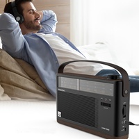 Radio Portabel PANDA Vintage Retro Berbahan Kayu 3 Band AM/FM SW DSP Tanpa Layar Cetakan Khusus Speaker Internal Dapat Diisi Ulang