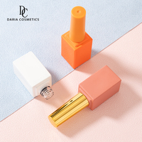 10ml Logo Personnalisé Couche de Finition Couleur Manteau Bouteille Carrée Noir Orange Vide Vernis À Ongles Bouteille En Verre Avec Brosse et Or Unique Cap