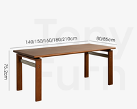 Table à manger vintage en bois massif de luxe, forme rectangulaire, design traditionnel multifonctionnel, 6 places, meubles de villa