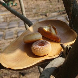 Bandeja de madera de abeto hecha a mano de 20-20.9 cm, color camel, plato poco profundo para servir postres y frutas - Product Image 2