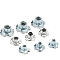 Tuerca en T DIN1624 de 4 Puntas M4 M6, Tuerca de Inserción de Cuatro Garras de Acero Galvanizado con Recubrimiento de Zinc, Clase 4.8, para Muebles y Carpintería