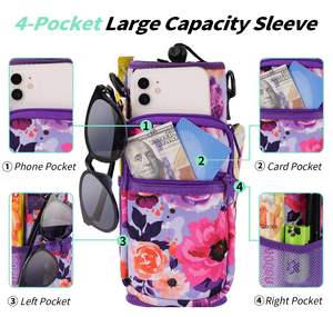 Custom LOGO <b>Water</b> <b>Bottle</b> Carrier Bag Sleeve with 4 Pocket Sport <b>Water</b> Holder With Shoulder <b>Strap</b> for Walking Hiking Camping Gym - Product Image 3