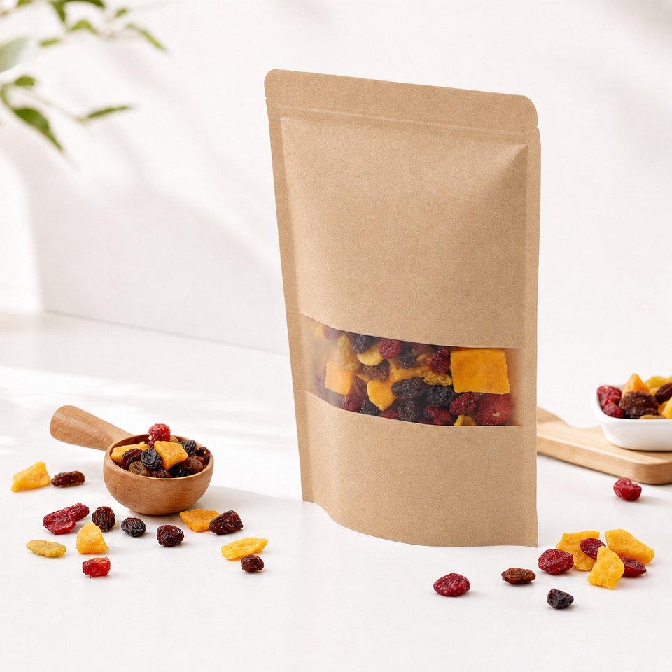 Kraft Paper Stand up Pouch Dried Fruit Snacks Food Storage Zipper ...