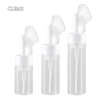 Nuevo 100ml 150ml 200ml azul blanco claro bomba de espuma cosmética botella de plástico para mascotas con cepillo de silicona para embalaje de limpiador Facial