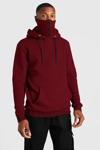 Sweat à <span class=keywords><strong>capuche</strong></span> zippé pour homme avec logo personnalisé, vente en gros OEM, style streetwear, couleur unie, avec masque intégré, poches surdimensionnées, en polaire - Product Image 4