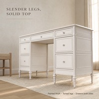 Bureau d'ordinateur en bois massif blanc, design traditionnel moderne, écologique, durable, pieds coniques tournés pour la maison, le bureau, la chambre