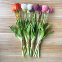 Vente en gros de bouquets de tulipes en PVC souple de haute qualité, toucher réel, 40 cm, fleurs artificielles blanches, fleurs de table artificielles